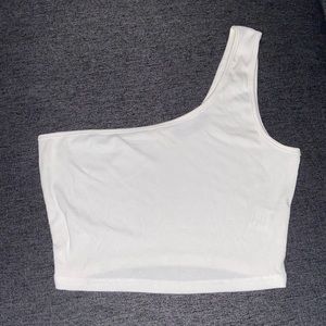 white one shoulder crop top from shein